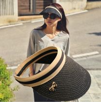 Japan summer new bow fashion sun hat straw woven empty top cap travel visor beach hat for women