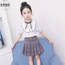 Pop Fashion Children Short Skirts Womens Square Body Half Body Dress Summer Cute Campus Wind Blouses Primary And Middle School Students Suit 100 C