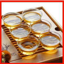 Transparent glass small teacup Tea drinking Kung Fu tea set Heat-resistant glass thickened tea set accessories Tea cup Puer cup