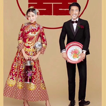 New vintage wedding photography costume props Xiuhe photo red thermos pot retro wedding washbasin props