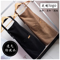 Pure cotton cloth waterproof apron overalls Korean fashion waist coffee shop beauty salon adult gown custom bag