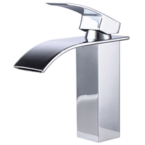 Porcelain single-handle single-hole waterfall low flat-mouth faucet basin basin Basin hot and cold wide-mouth faucet