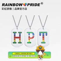 RainbowPride Pride of Titanium Steel Hollowed-out LES Lesbian Character Letters Two Sets Rainbow Pendant Necklace