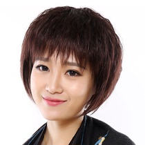 Send Mom Wig Woman Short Hair Real Hair Short Curly Hair Old Age Full Headgear Type wig Live-action Hair Natural type