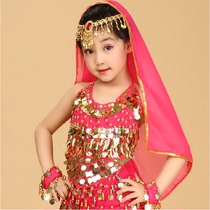 June 1 children Tianzhu girl dance performance clothing childrens head accessories belly dance veil dance Indian dance scarf promotion