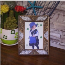 Special offer Korean creative solid wood color stone photo frame 6 inch log table handmade craft