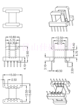 EE16 horizontal single skeleton 6 6 Gauge 2 5mm row spacing of 12mm to about 5mm(p1605)