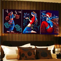 diy digital oil painting oil color painting triple spelling hand-painted living room ethnic figures landscape decoration makeup women