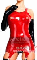  Sexy Harness Latex Clothing Tight Fit Lady Red latex coat cd Changing Dress
