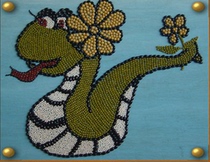 Childrens Day gift craft painting seed painting grain painting snake hand design homework kindergarten