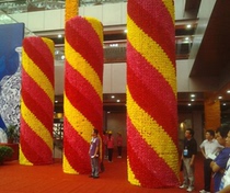 Simulation Silk Flower Rose Pillar Hotel Festive Placement Celebration Flower Post Silk Flower Festival Etiquette Swing Decoration Decoration