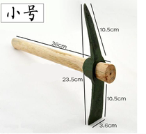 Stainless steel mini pickaxe sheep pickaxe double-headed pickaxe outdoor mountaineering camping pickaxe with wooden handle hoe