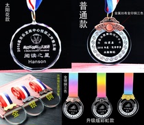 Crystal medal listing Metal crystal medal badge custom school games competition medal crystal production