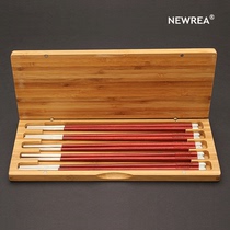 NEWREA New Sharp Leaves Purple Sandalwood S999 Silver Chopsticks Gift Art Collection