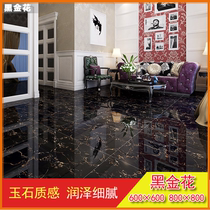 Living Room Bedroom Floor Tiles Full Throw Glazed 600800 Interior Restaurant Hall floor Brick Background Wall Black Gold Flowers