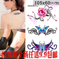 9 9 Waterproof Female Tattoo Sticker Color Butterfly Rose Creative Invisible long-lasting chest tattoo Female model