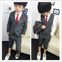 Childrens clothing Spring and Autumn New Korean version of boys and children gentleman vest flower girl dress small suit suit suit suit suit three-piece set