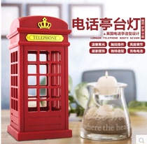 Retro phone booth LED touch touch adjustable brightness LED night light bedroom bedside table lamp energy saving and rechargeable