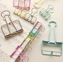 Simple metal hollow long tail clip creative stationery Handbook cute color Office documents dovetail clip test paper clip
