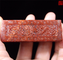 Collection seal engraving chapter old pit Fujian shoushan stone junction crystal alpine Zhu sandfroze seal (Zhu Nock bou tattoo)