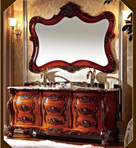 European bathroom cabinet antique bathroom imported oak waterproof moisture-proof material factory special price dark mirror cabinet k-82