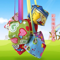  Kindergarten small sandbag with rope sandbag Childrens handmade buckwheat sandbag thick canvas throwing sandbag shuttlecock