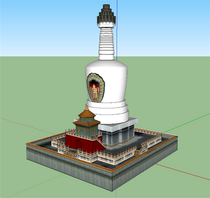 sketchup Beihai White Tower landscape Tower landscape sketch SU grass master single model material ahzR