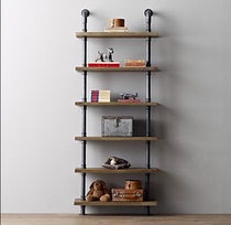 American country iron industry water pipe bookshelf retro partition shelf floor shoe rack Wall multi-layer shelf