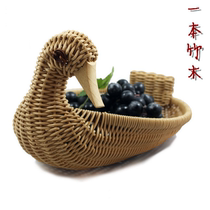 Duck-shaped bread basket imitation vine basket rattan basket bread tray fruit basket dish duck basket