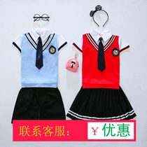 Kindergarten garden clothes summer suits new primary school uniforms summer clothes Korean version of British style class uniforms childrens costumes