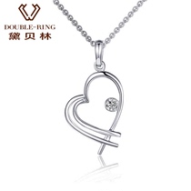  Debelin jewelry 18k white gold heart-shaped diamond pendant diamond clavicle pendant Female gift gift girlfriend necklace