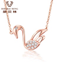  Debelin jewelry 18k rose gold fashion little swan diamond necklace Womens money chain wedding clavicle pendant