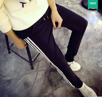 New Korean mens casual pants in autumn mens straight sports pants striped small foot casual trousers