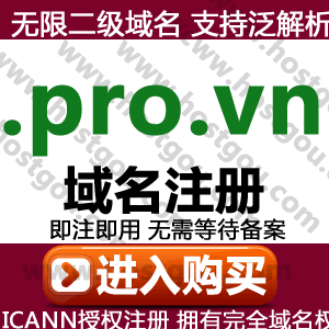   pro vn domain name registration supports pan-resolution Unlimited second-level domain name Rice Vietnam website purchase application