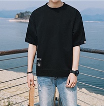 Fat guy short-sleeved t-shirt large size mens summer mens fat increase mens trend fat round neck clothes men loose