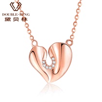  De Beilin jewelry 18k rose gold diamond heart pendant display diamond diamond necklace Fashion clavicle chain necklace female