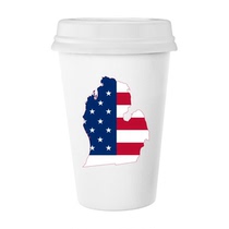 Michigan United States American flag Ceramic cup Mug Milk cup Water cup with lid Coffee cup