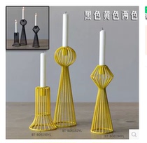 Creative metal model room decoration line iron candlestick ornament living room ceramic flower decoration art