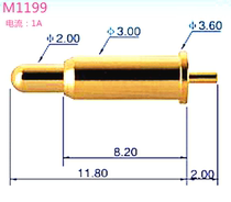 Spring electrode needle round head probe Medical pin Rice cooker telescopic shaft high current thimble 3 6*13 8mm