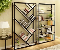 American country vintage Wrought iron solid wood multi-layer frame Creative bookshelf Living room floor shelf shelf frame