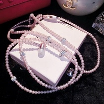 Female necklace Pearl headset In-ear fashion personality headset wire control with microphone call Apple Android universal