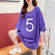 Summer dress big code 200 catty sister short sleeve T-shirt female blouse loose mid-length pregnancy woman dress fashion skirt cover