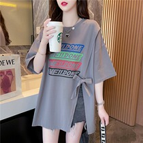 Summer dress big code 200 catty sister mm short sleeve t-shirt female blouse with loose foreign air cover spicy mother Pregnancy Woman Dress Fashion