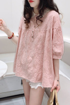 Summer dress big code 200 catty baby sister short sleeve t-shirt female blouse loose doll-shirt a character fluffy gestation woman dress cover