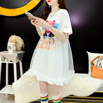 Summer dress big code 200 catty sister mm short sleeve t-shirt female blouse easy to cover belly gestation womens clothing online red hot mom cute