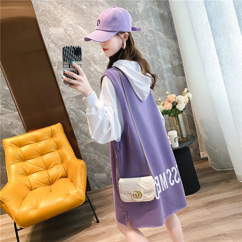 Spring loaded with overweight code 200 catty and fat younger sister Long sleeves thick cotton T female blouse loose gestation Fashion medium long version