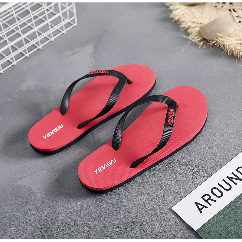 Flip-flops nam mùa hè non-slip rắn xu hướng màu cá tính Hàn Quốc phiên bản của dép và dép đi trong nhà pinch giày bãi biển của nam giới ngoài trời dày dưới