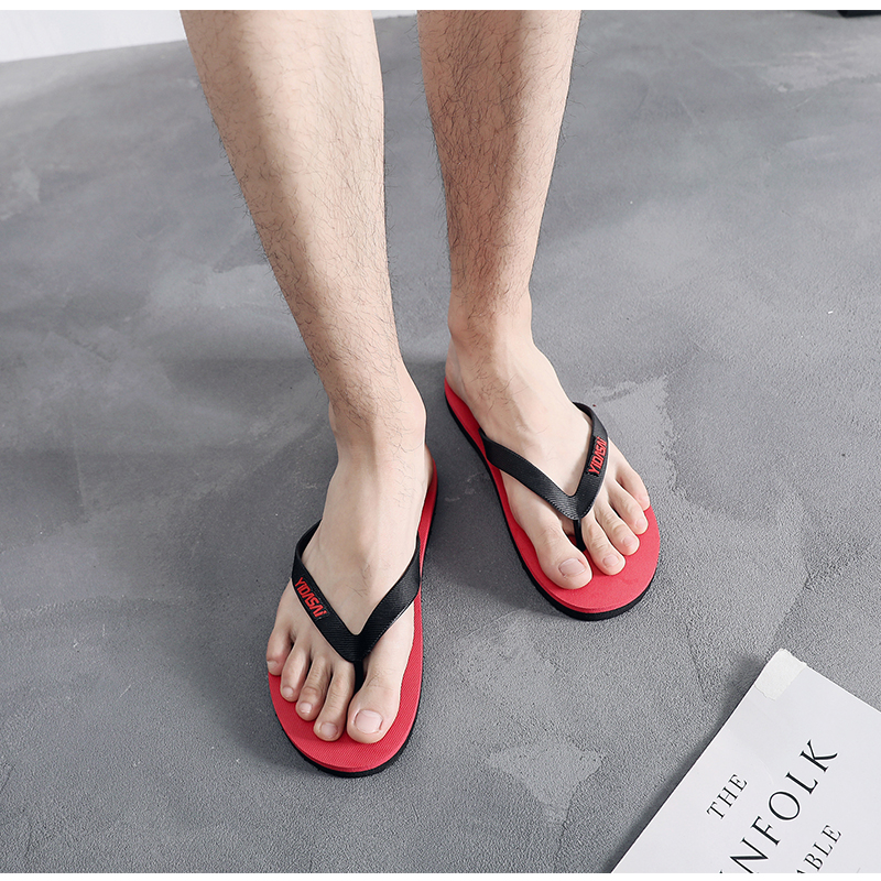 Flip-flops nam mùa hè non-slip rắn xu hướng màu cá tính Hàn Quốc phiên bản của dép và dép đi trong nhà pinch giày bãi biển của nam giới ngoài trời dày dưới