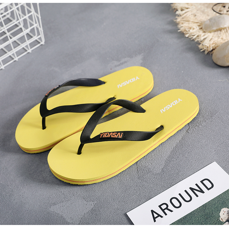 Flip-flops nam mùa hè non-slip rắn xu hướng màu cá tính Hàn Quốc phiên bản của dép và dép đi trong nhà pinch giày bãi biển của nam giới ngoài trời dày dưới