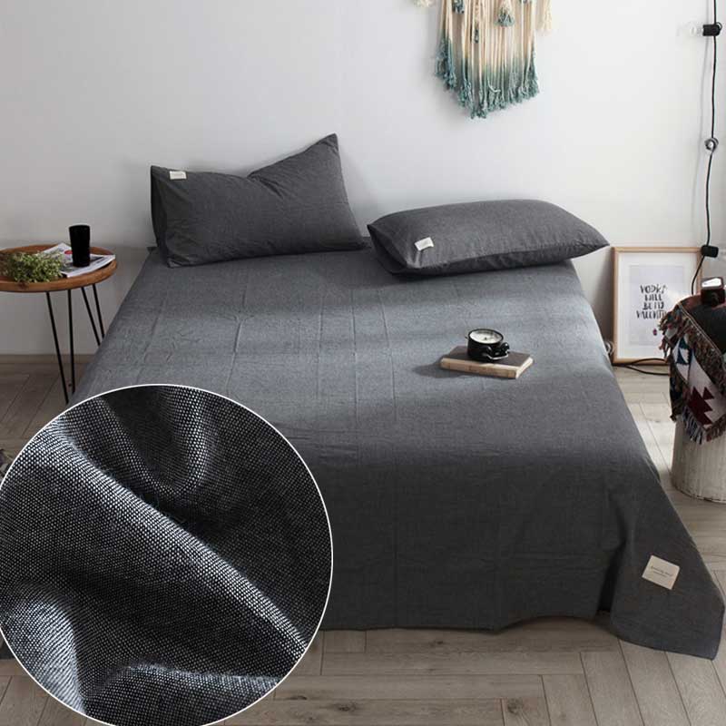 Washed cotton sheet pillowcase Three sets pure cotton thickened 100 All cotton cushion Single grey white 2021 New upscale